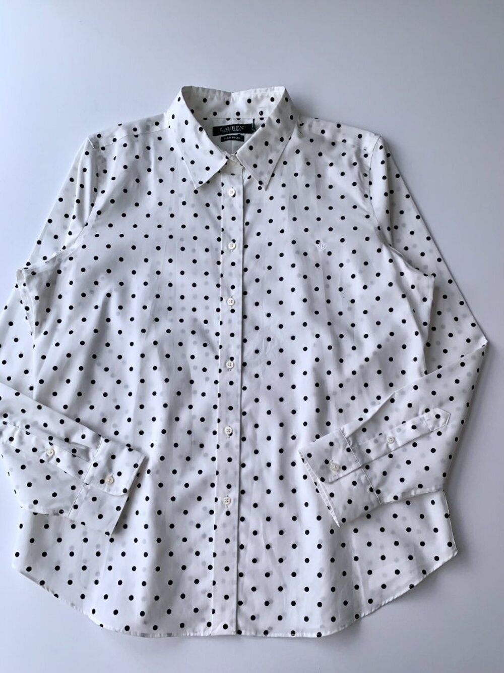 Lauren Ralph Lauren Non Iron Spot long sleeve botton down womens white shirt XL